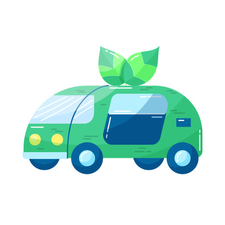 Icon. Electric car. Green energy. Ecology. Eco style. Green. Clean planet.のイラスト素材