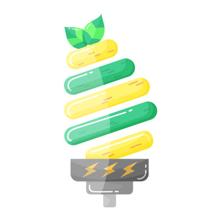 Icon. Energy saving light bulb. Green energy. Ecology. Eco style. Green. Clean planet.のイラスト素材
