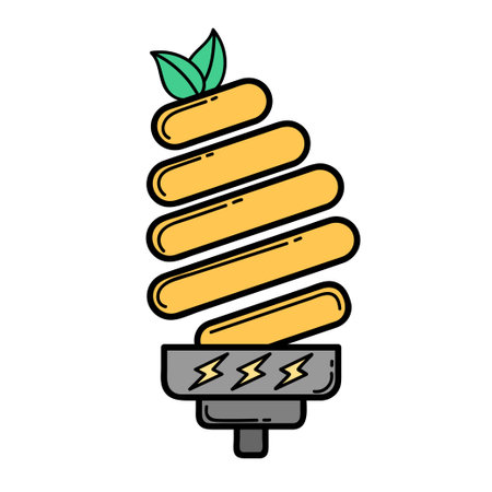 Icon. Energy saving light bulb. Green energy. Ecology. Eco style. Green. Clean planet.のイラスト素材