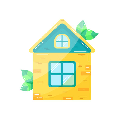 Icon. House. Green energy. Ecology. Eco style. Green. Clean planet.のイラスト素材