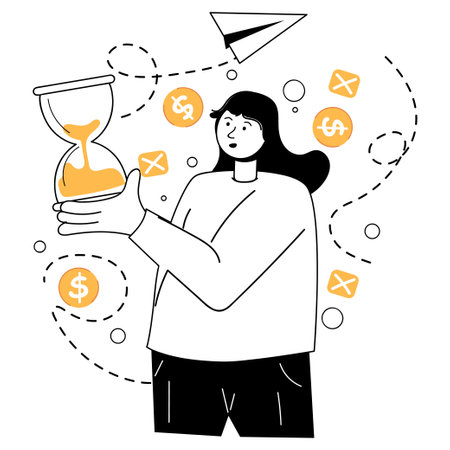 Business. Young businessman. Concept design. Icon. A man is engaged in a business idea. Plan. Money.のイラスト素材