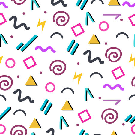 Seamless pattern 90s. Bright pattern. abstract objects. Popular concept.