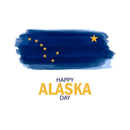 Happy alaska day. Watercolor vector elements. Flag of Alaska. Important holiday. Objects isolated on white background.のイラスト素材