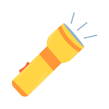Flashlight. For a picnic. Icon. The object is isolated on a white background. Vector illustration.のイラスト素材