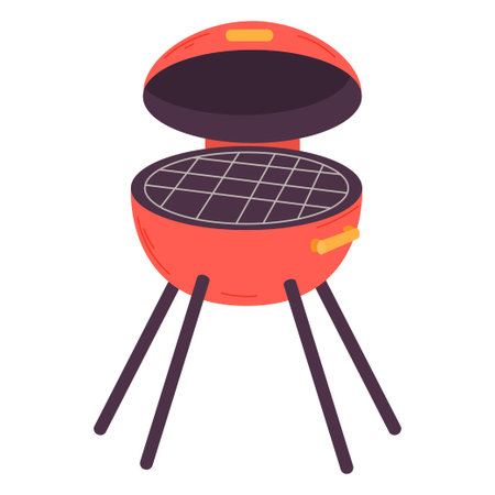 Grill. For a picnic. Icon. The object is isolated on a white background. Vector illustration.のイラスト素材