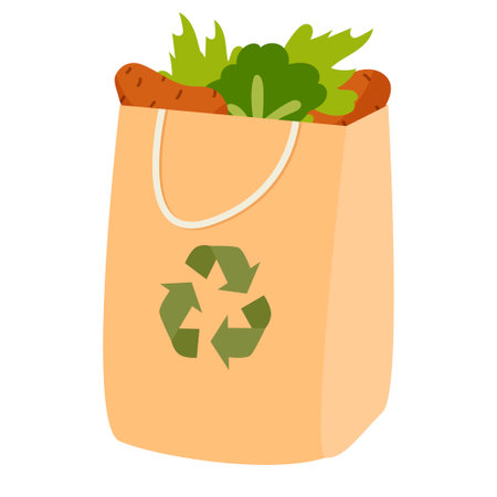 Biodegradable grocery bag. Icon. Object isolated on white backgroundのイラスト素材