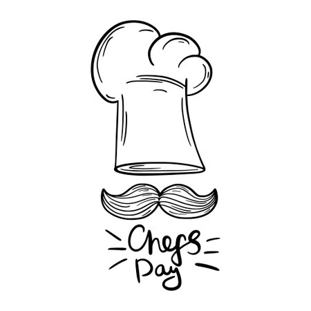 International Chefs Day. Vector illustration. Profession holiday. Cook. Cap.のイラスト素材