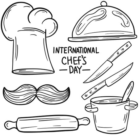 International Chefs Day. Vector illustration. Profession holiday. Cook. Cap.のイラスト素材
