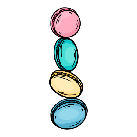 Macaron Cake. Sweetness. isolated object. Doodle styleのイラスト素材