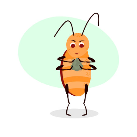 Cockroach. Cute character isolated on white background. Vector illustration. Pest. Insect.のイラスト素材