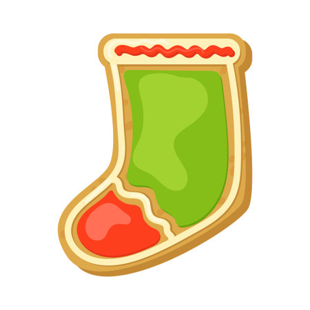 Christmas cookie. Christmas sock. Cute cartoon style.のイラスト素材