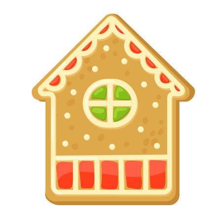 Christmas cookie. Gingerbread house. Cute cartoon style.のイラスト素材