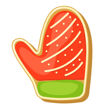 Christmas cookie. Christmas mitten. Cute cartoon style.のイラスト素材