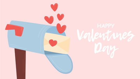 Love letter in the mailbox. Valentines Day. Vector illustration for flyer, postcard, poster.のイラスト素材