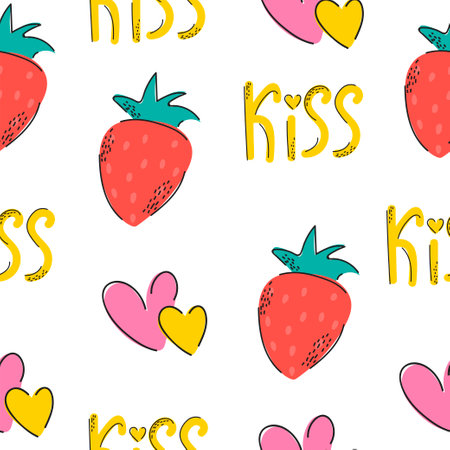 Pattern love. Valentines day background. Heart. Doodle. For packaging, postcards, and other designs. Vector illustration.のイラスト素材