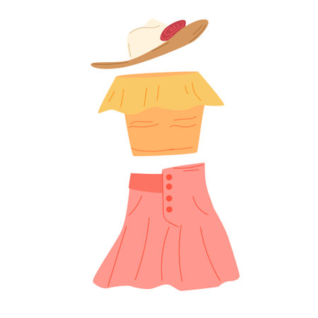 Clothes. Fashion. skirt with top. Vector illustration in modern style.のイラスト素材