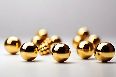 gold metal balls. Abstract backgroundの素材