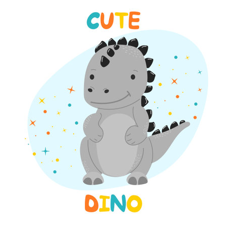 Set of cute dinosaurs. Vector illustration in modern style. Kawaii. Hand drawn.のイラスト素材