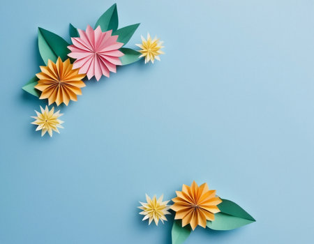 Paper art. Spring flowers. Background for postcards, bannersの素材