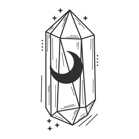 Crystal icon with branches and stars, illustration isolated on white background.のイラスト素材