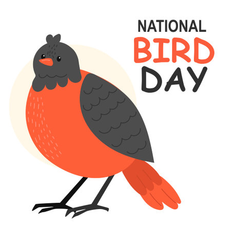 A cute bird on a white background. National Bird Day. flat. hand drawing style.のイラスト素材