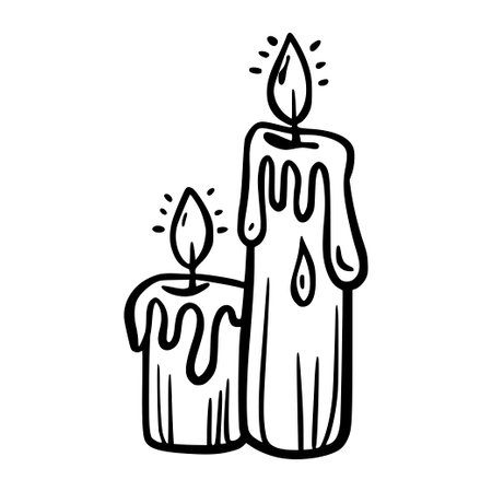Doodle candle. Magic object. Sketchのイラスト素材