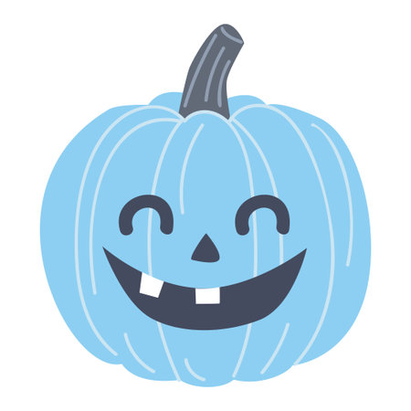 Cute Halloween pumpkin with cut-out eyes and mouth on a white backgroundのイラスト素材