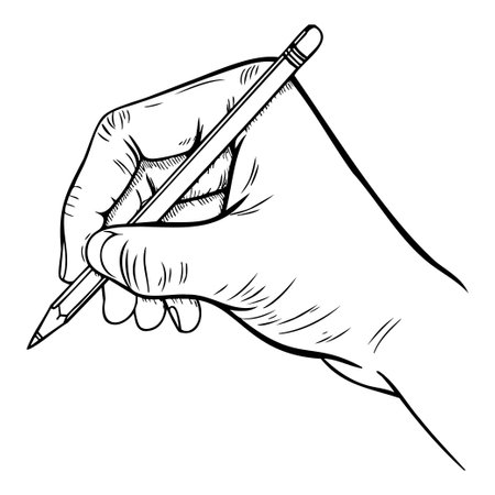 A pencil is being held by a handのイラスト素材