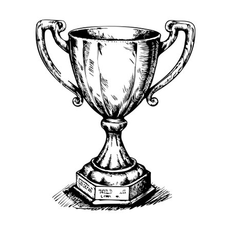 A silver cup with a gold rim sits on a pedestalのイラスト素材