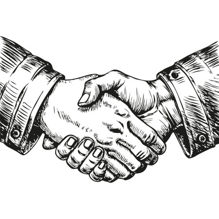 Two hands shaking in a business meetingのイラスト素材