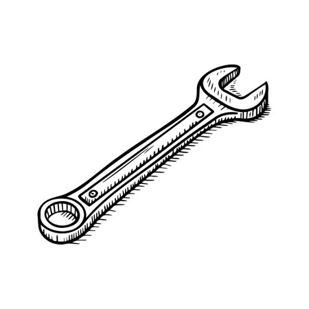 A wrench is drawn in black and whiteのイラスト素材
