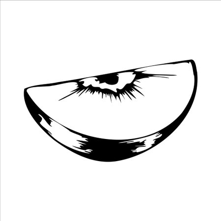 A stylized black and white illustration of a half-moon with an eye in the center. The design features bold lines and a minimalist aesthetic.のイラスト素材