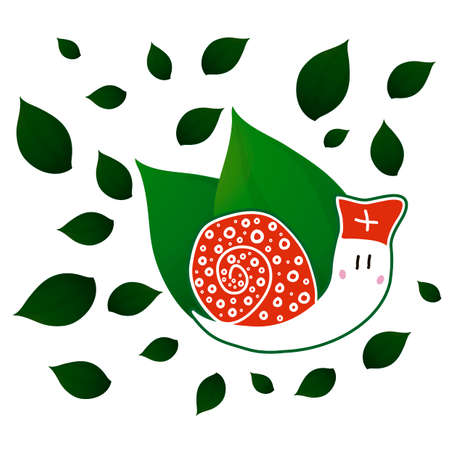 Doctor snail with red hatのイラスト素材