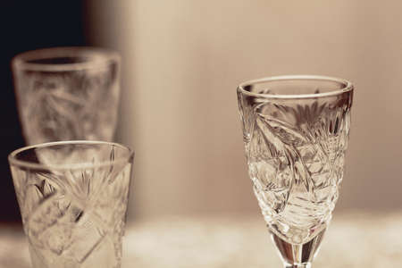 Crystal nice sepia glass close-up for vodkaの写真素材