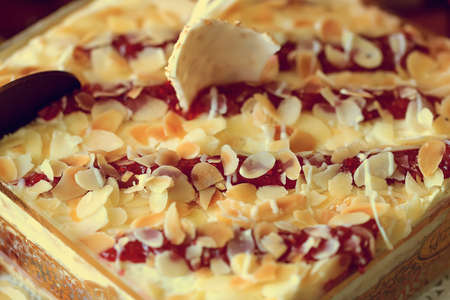 Pretty cake with raspberry jam for partyの写真素材