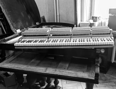 Piano restoration photo in black and white colorsの写真素材