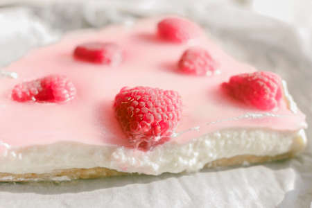 Fresh tiramisu with raspberries homemade for sweet party