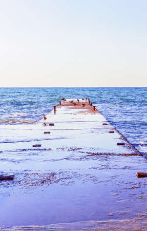 Tender pink sunny morning at sea pierの写真素材
