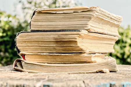 Old books at sunny day like symbolの写真素材