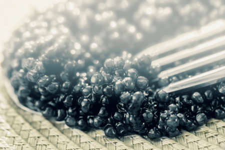 Black caviar close-up for tasty happy eatingの写真素材