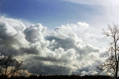 Deep sky in clouds at spring day