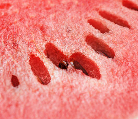 Red juicy flesh of ripe watermelon partlyの写真素材