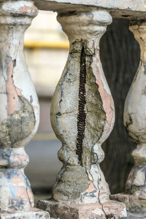Real old collapsed balustrade like symbol of past lafe and historyの写真素材