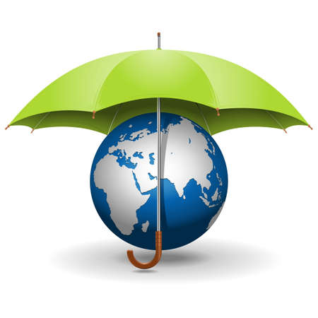 Vector Umbrella and Globeのイラスト素材