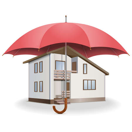 Vector Umbrella and Houseのイラスト素材