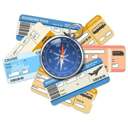 Vector compass and ticketsのイラスト素材