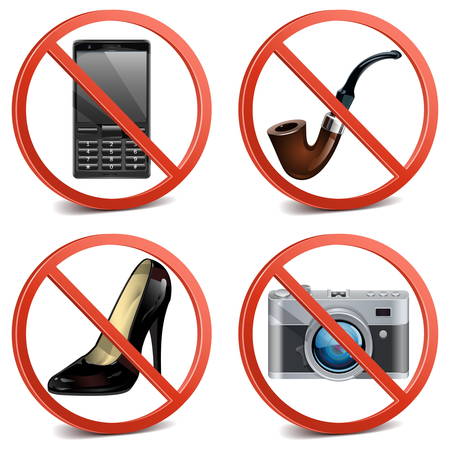 Vector Prohibitory Sign Icons isolated on white backgroundのイラスト素材