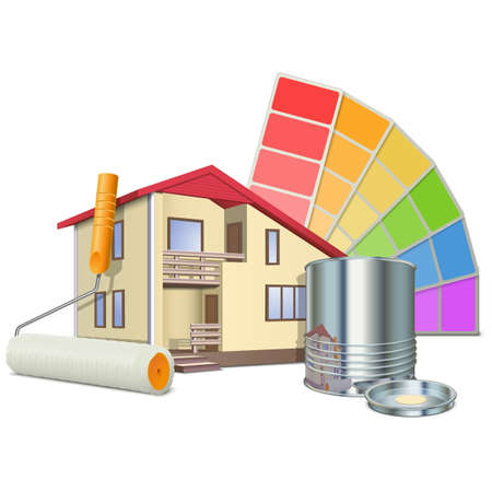 Vector Painting Concept with Houseのイラスト素材