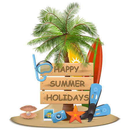 Palm with Signboardのイラスト素材