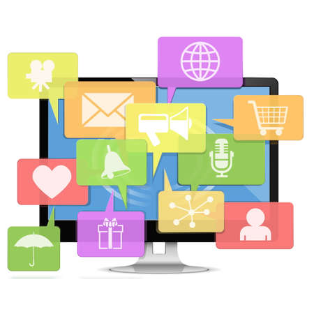 Vector Computer Media Concept isolated on white backgroundのイラスト素材